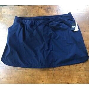 Lands' End Women Size 26W Solid Navy Blue Swim Skort Skirt Bottom Plus New